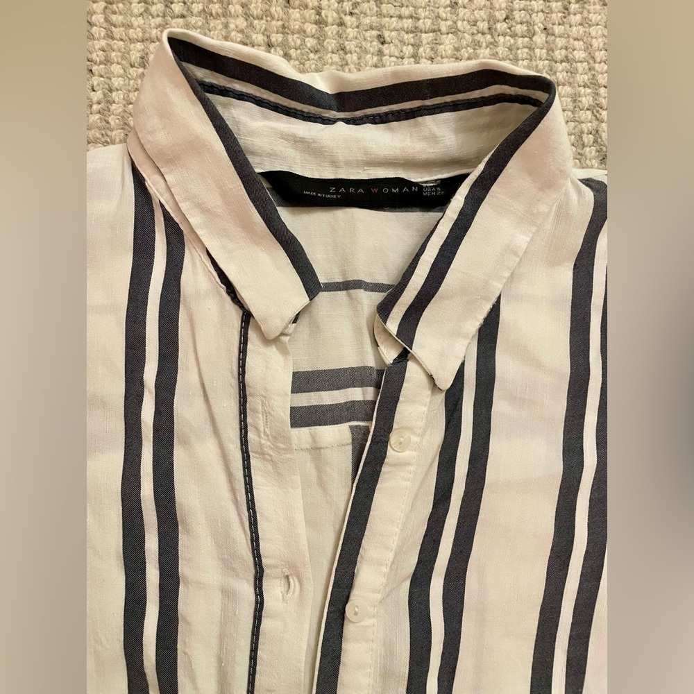 Zara Striped Maxi Shirt Dress - Picture 6 of 10